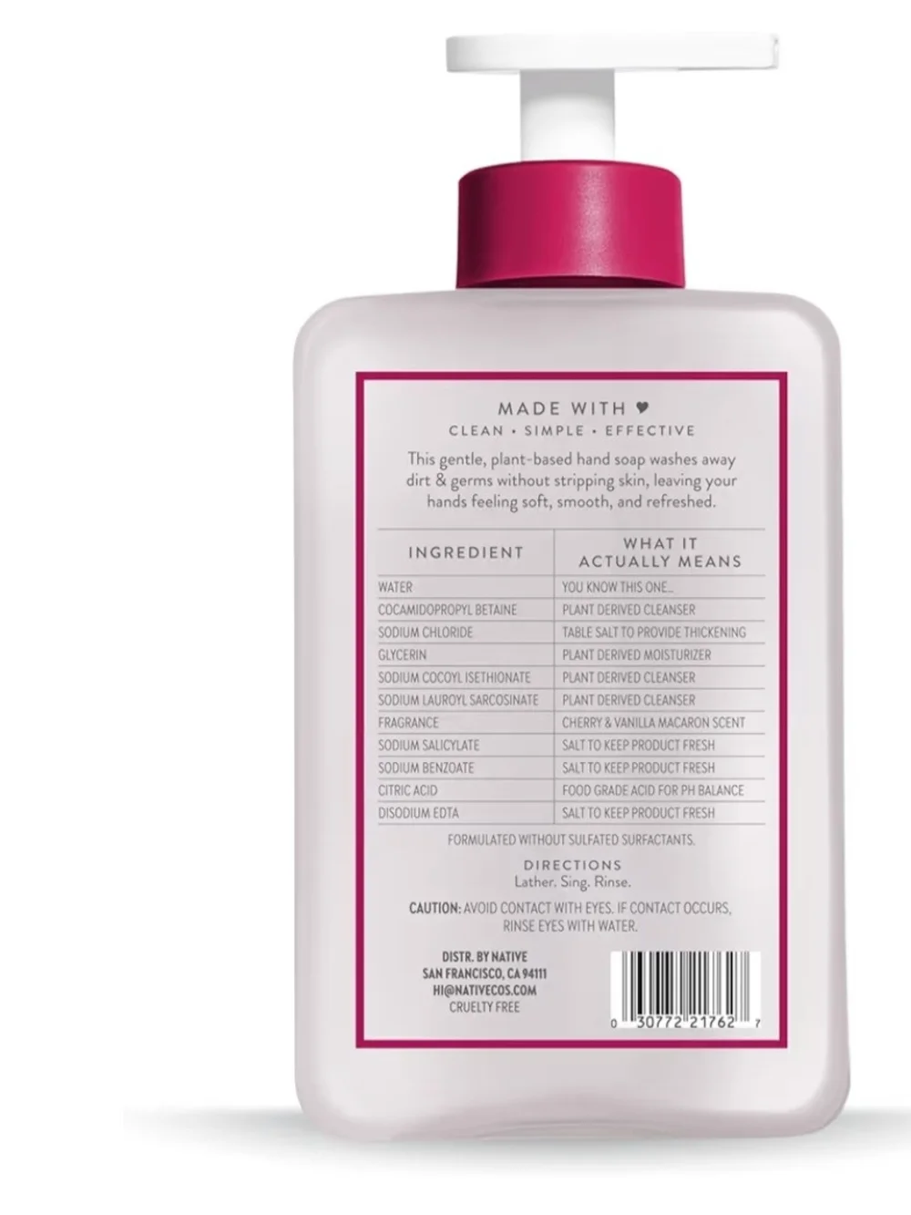 Native Cherry & Vanilla Macaron Hand Soap - Magenta Accents - Picture 2 of 2